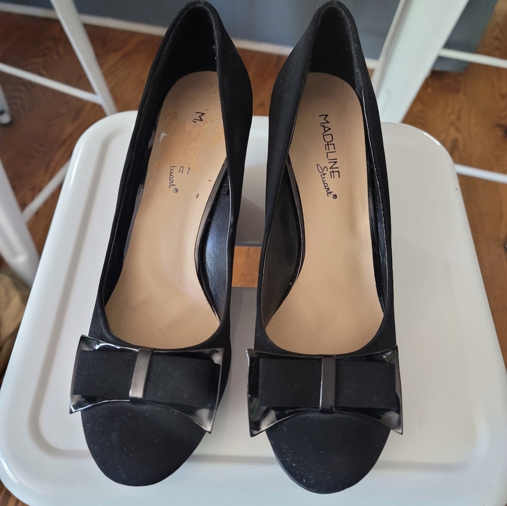 Women's Wedge Velvet Bow Heels Size 8